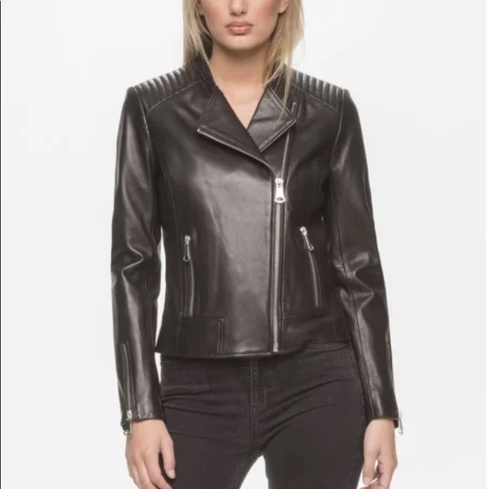 MARC NEW YORK Selena Black Moto Leather Jacket